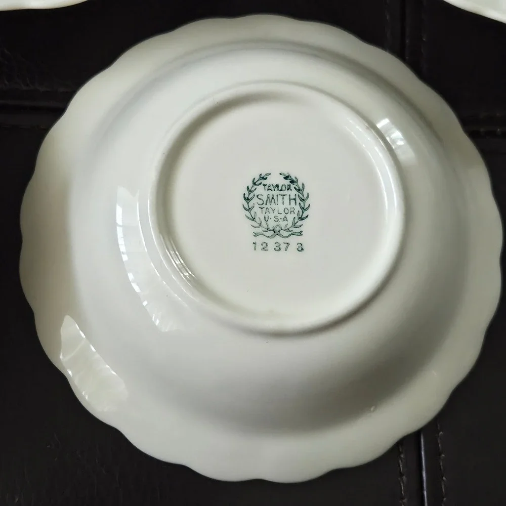 Vintage Taylor Smith Taylor TST Floral Scalloped Fruit Dessert Bowls Set of 5